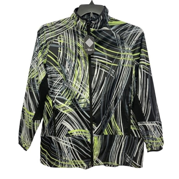 NWT Rise by LuLaRoe Determined Athletic Zip Jacket Small Black Green Hi-Low Vent - Picture 1 of 16